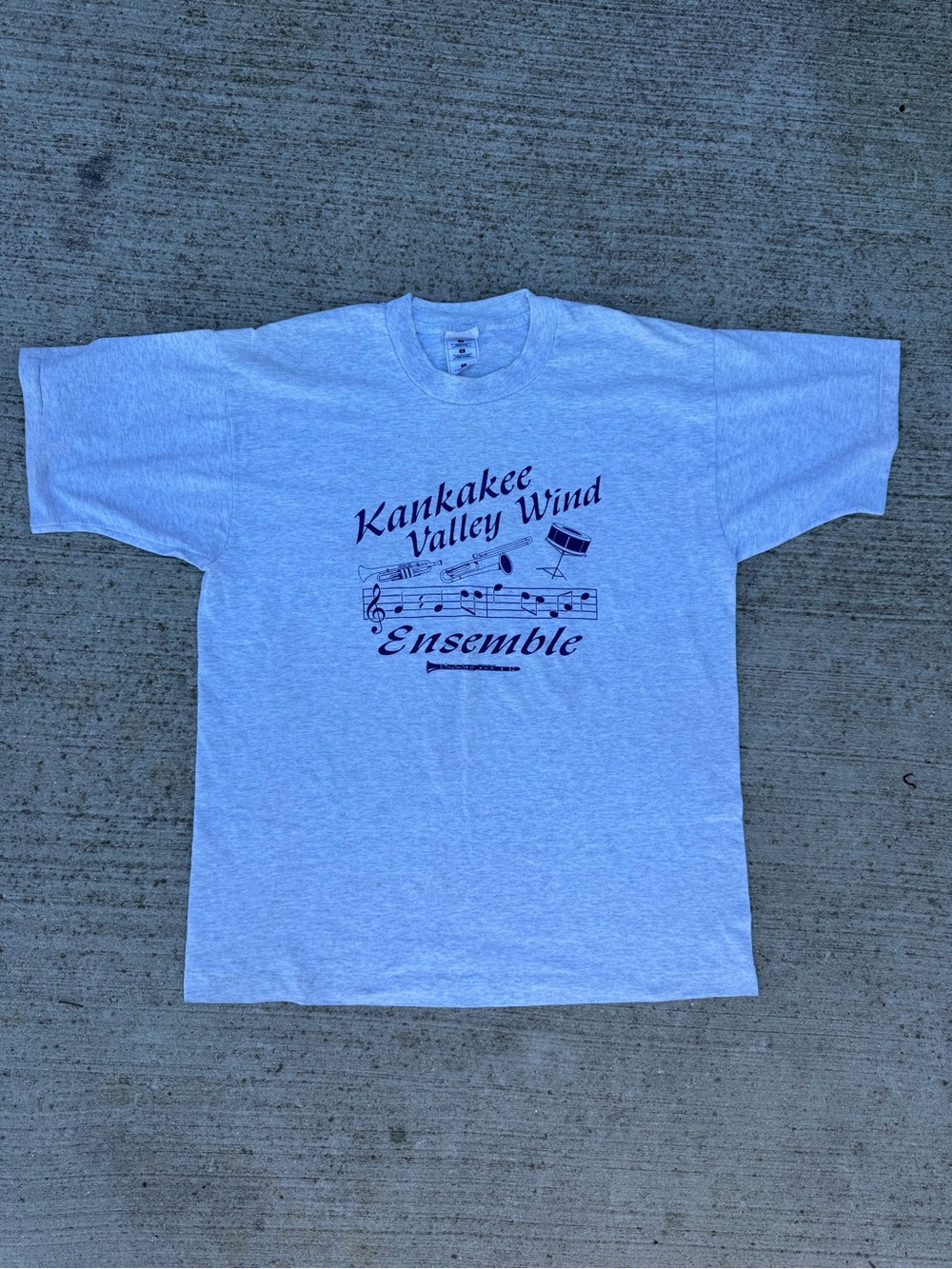 Vintage Single Stitch Kankakee IL Valley Wind Ensemble Music Gray Shirt Size L